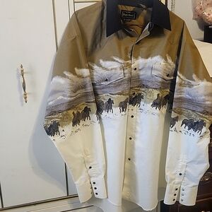 Western Shirt,Horses Design, Long Sleeves